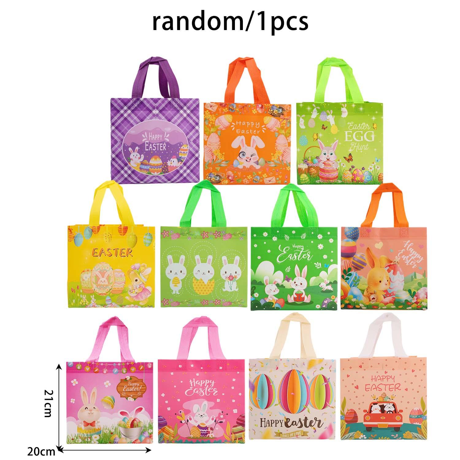 

10/1Pcs Easter Themed Tote Bags Cartoon Rabbit Easter Sack Handheld Gift Bag Party Festival Kid Gift Decoration Waterproof Pouch 1PC