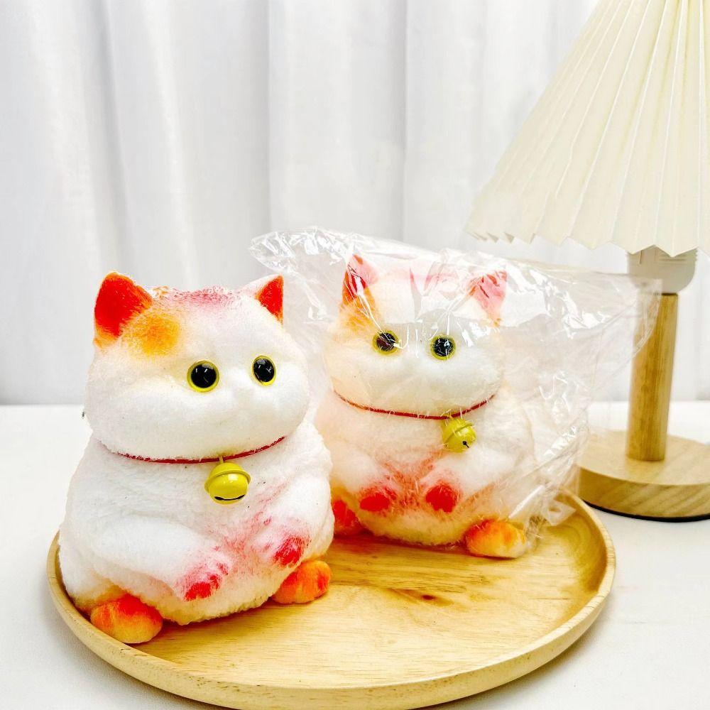 Cartoon Cat Shaped Squeeze Toy Cat Bell Artificial Doll Squeeze Toy  Office