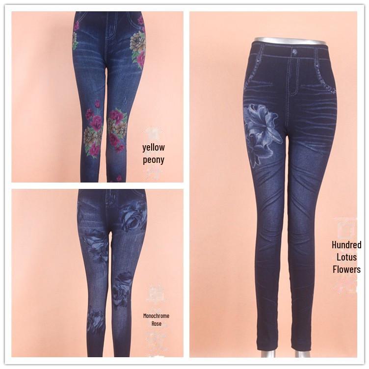 Women's Imitation Denim Leggings for Spring and Autumn
