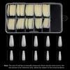 BELICIA 200PCS No Trace Coffin Long Ballerina Acrylic False Nails, Acrylic Nail Set Natural Clear Full Cover Long Coffin Nail Tips with Nail Cutter,