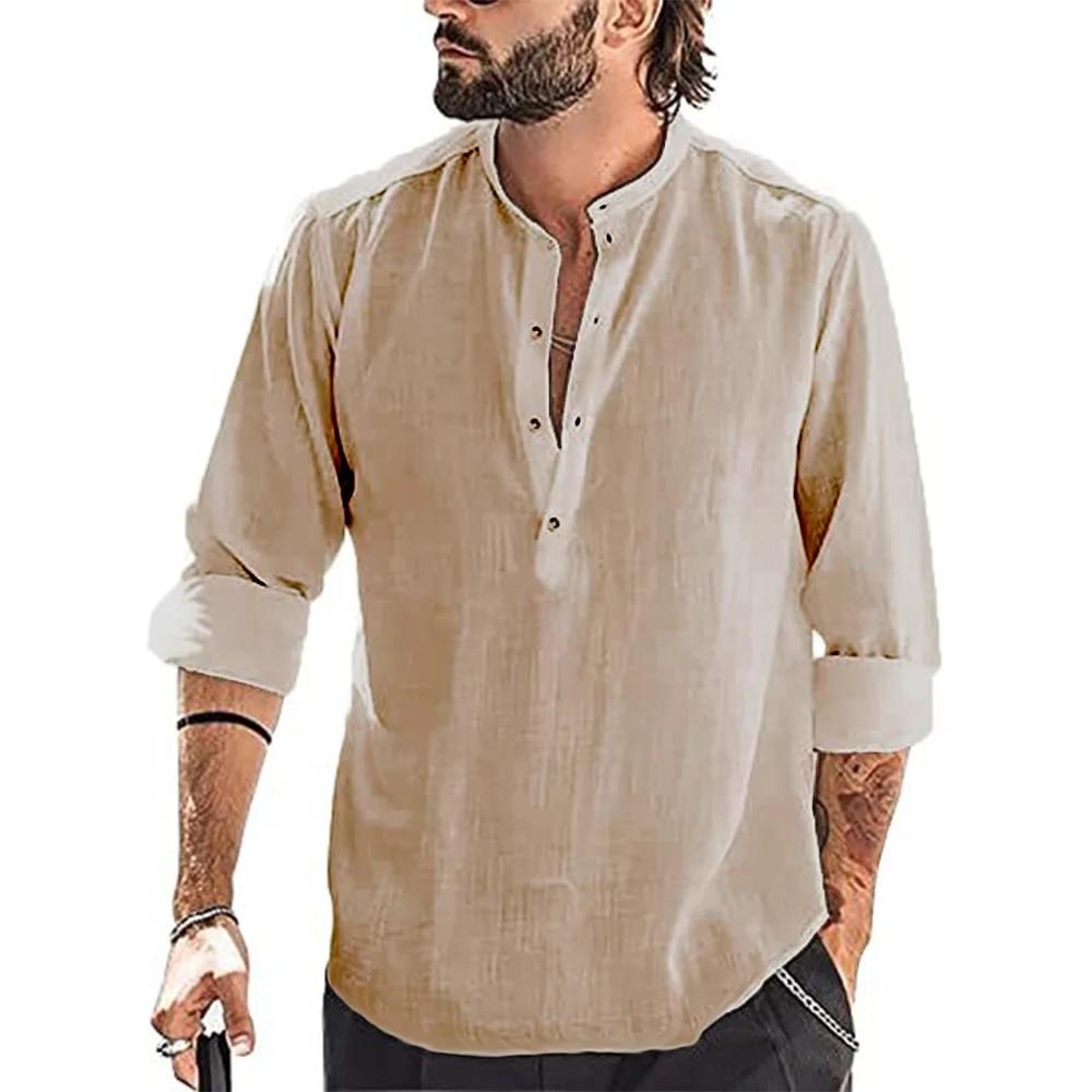 2026 New Men s Casual Blouse Cotton Linen Shirt Loose Tops Long Sleeve Tee Shirt Spring Autumn Casual Handsome Men s Shirts M