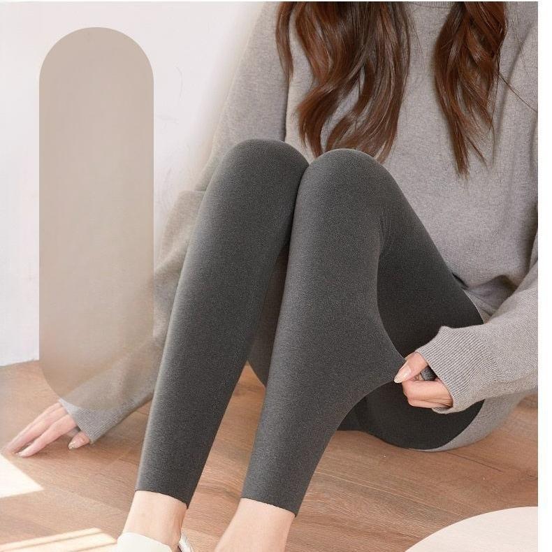 Women's Polar Fleece Thermal Pants Autumn Winter High Waist Tight-Fit Double-Sided Brushed Seamless Fleece-Lined Thickened Warm Base Layer Leggings