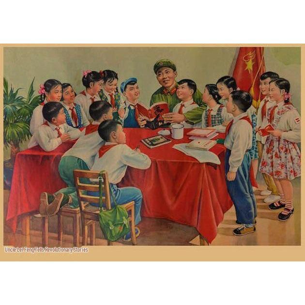 

Uncle Lei Feng Revolutionary Stories Retro Poster: Cultural Revolution Red Propaganda Art 42x29.7cm (A3)