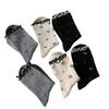 Women's Socks for Spring and Autumn: Retro Bow with Rolled-up Edges, Small Floral Patterns, Black Ear-trimmed Middle Tube, Pile Up Socks