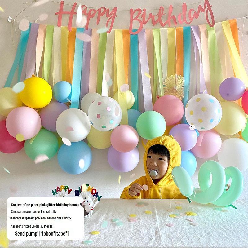 Baby's First Birthday Macaron Tassel Balloon Backdrop