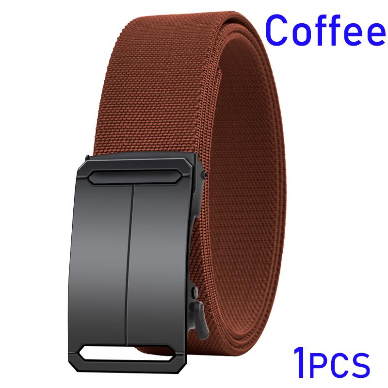 Metal Automatic Buckle Elastic Canvas Belt for Men Durable Stretch Tactical Waistband for Outdoor Training, Hunting Casual Pants