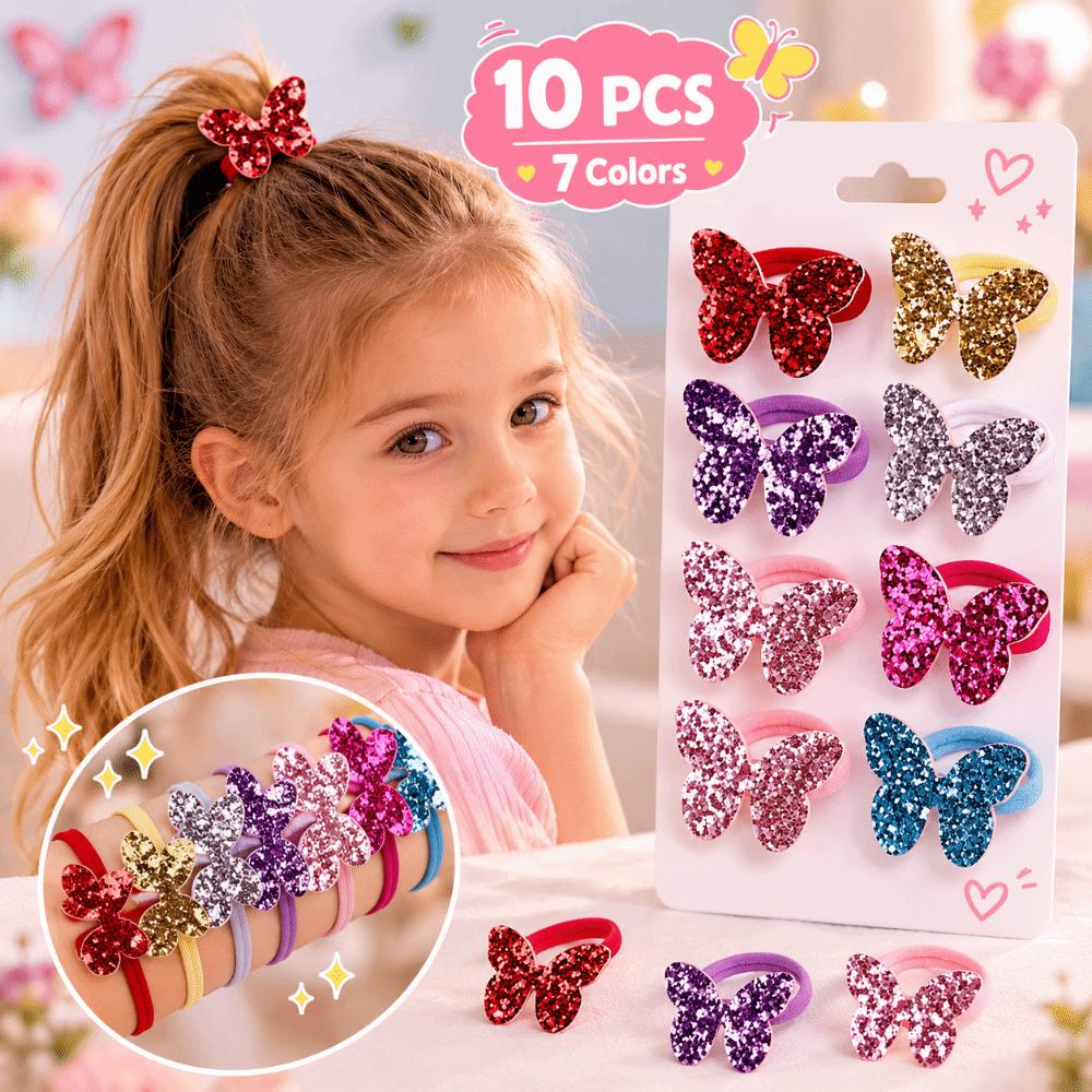 10pcs High Elastic Hair Rubber Bands Rope Butterfly Ponytail Holder Girl Hair Accessories