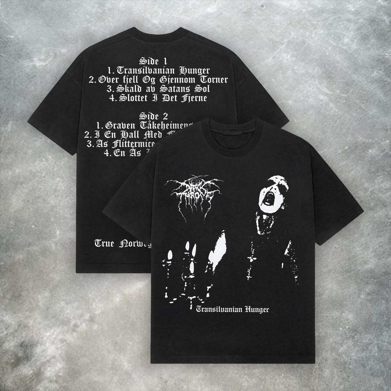 

2026 New Darkthrone Transylvanian Hunger Tee Y2K Black Metal Band Summer Unisexs and Womens Breathable Tshirt Top L
