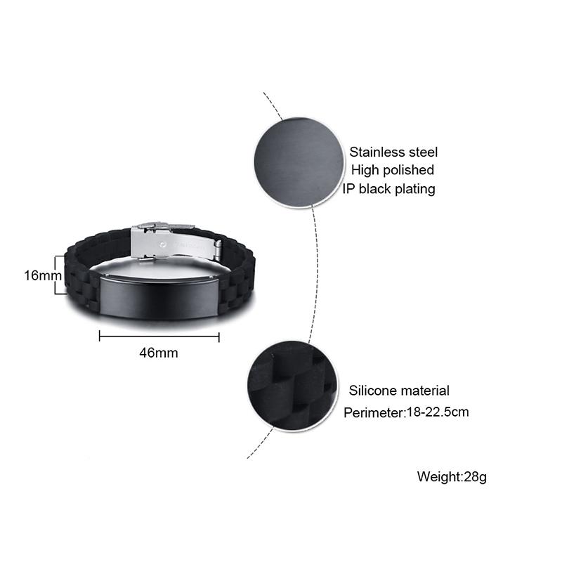 Engraved Christian Lord's Prayer Black Silicone Bracelet Men German French Hebrew Multi Language Brazalets