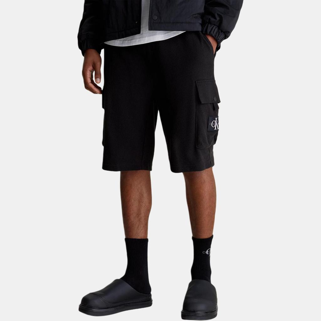 Calvin Klein Solid Color Logo Embroidered Cropped Casual Shorts Men Shorts Black J30J325136-BEH