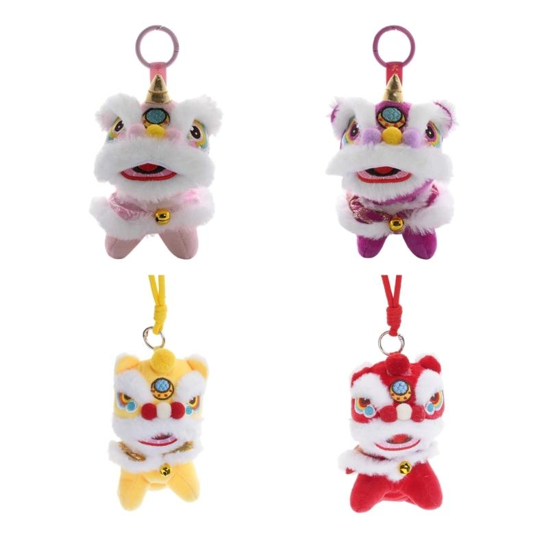 2026 New Year Lions Doll with Bells Backpack Charm Hanging Design Lions Pendant Chinese Spring Festival Ornament for Kid