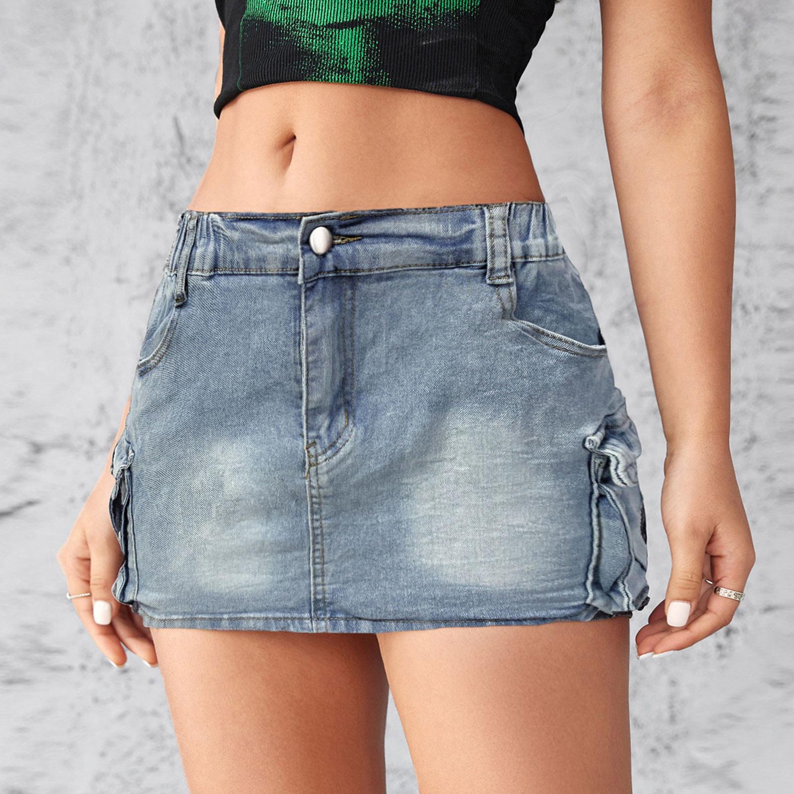 

Женское джинсовое бюстье, летняя винтажная эластичная обтягивающая рабочая одежда, карманы, бедра, юбка XL