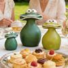 Frosch Gartenstatue 3-teilig Wetterfestes Harz Außen Großer Mund Frosch Hoffiguren für Innen Außen Hof Terrasse Hinterhof