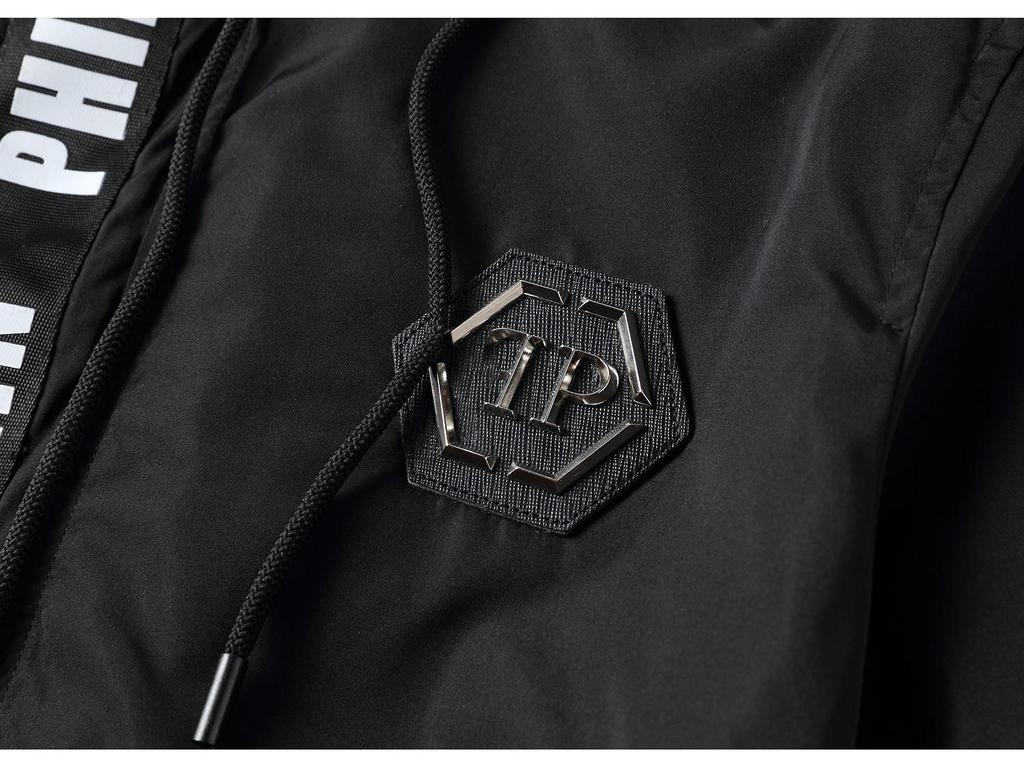 Pánská černá bunda Philipp Plein s kapucí - Podzimní/Zimní kolekce