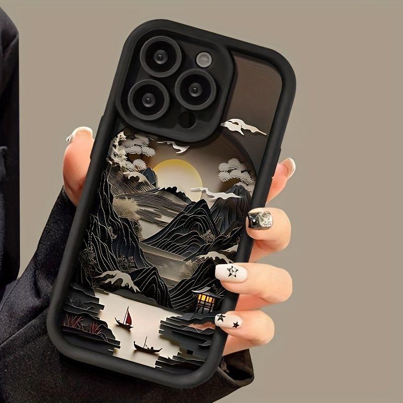 Silicone Shockproof Phone Case for IPhone 16 15 14 Pro 14 15 16 13 12 Pro Max 14 15 16 Plus Landscape Print Devise Fashion Cover