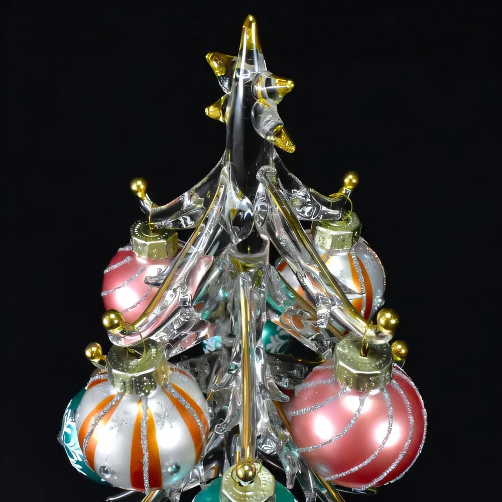 Four Cart Cute Handmade Glass Crafts [Pastel Tree] X 6-Piece Set