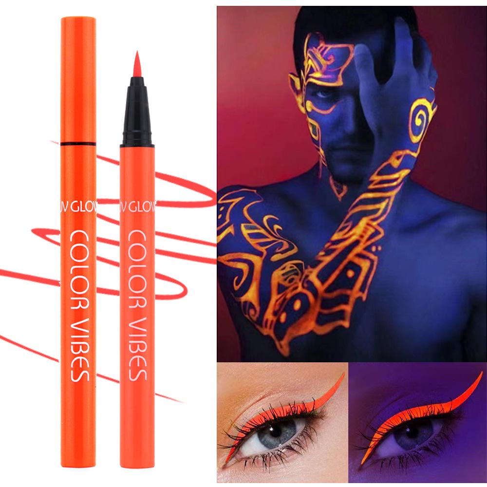 8-Piece Neon Fluorescent Eyeliner: Waterproof, Sweatproof, Quick-Dry Matte Body Paint, Glow-in-the-Dark Set.