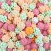2Pcs Clay Rose Flower Ball Beads Straight Hole 20mm Multicolor Loose Polyester Beads DIY Earring Bracelet Key Chain Supplies