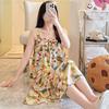 Cotton Nightdress Women'S Summer Thin Pajamasspring And Autumn Cotton Korean Cute Casual Print Dress Loungewear