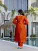 Orange Kurta Set for Women Embroidered Ethnic Suit with Dupatta Festive Wear