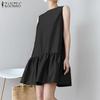 ZANZEA Women Casual Round Neck Summer Sleeveless Dress Sundress