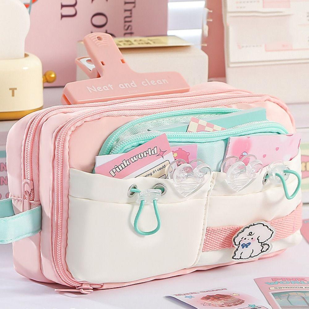 Multi-layer Cute Pencil Pouch Large Capacity Gel Pen Organizer Student Pencil Case School Supplies