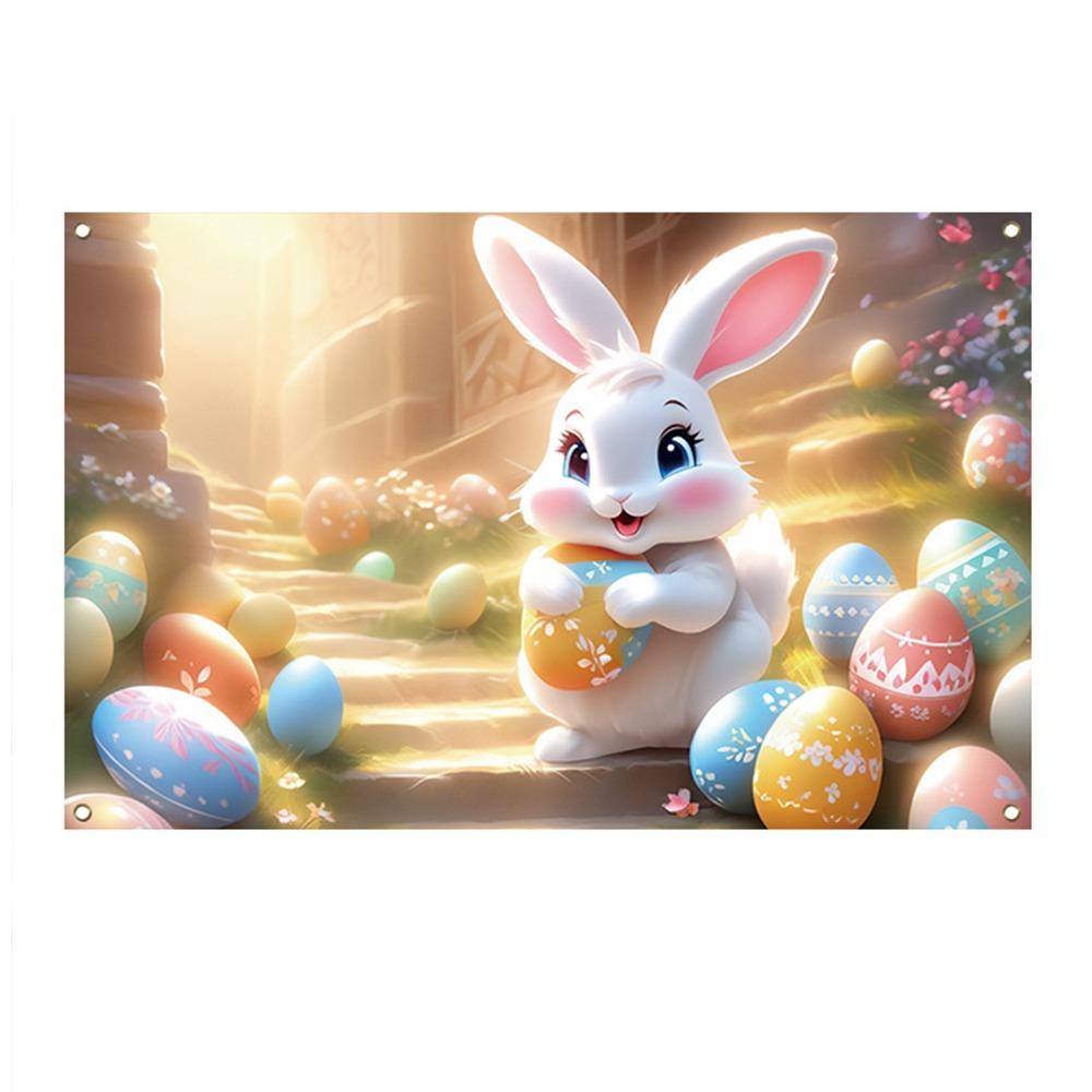 180*110cm Easter Photography Backdrop Cartoon Easter Hanging Banner  Happy Easter Decoration