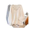 Pink Flower V-Neck Sweater - Plus Size, Mid-Length for Chubby Women, Fall/Winter 2024