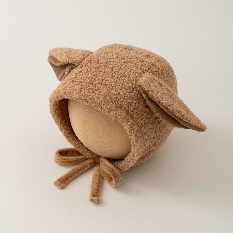 Cute Long Ear Baby Hat Lamb Fleece Newborn Boy Girl Winter Warm Earmuffs Beanie Solid Color Outdoor Anti-cold Infant Bonnet Cap