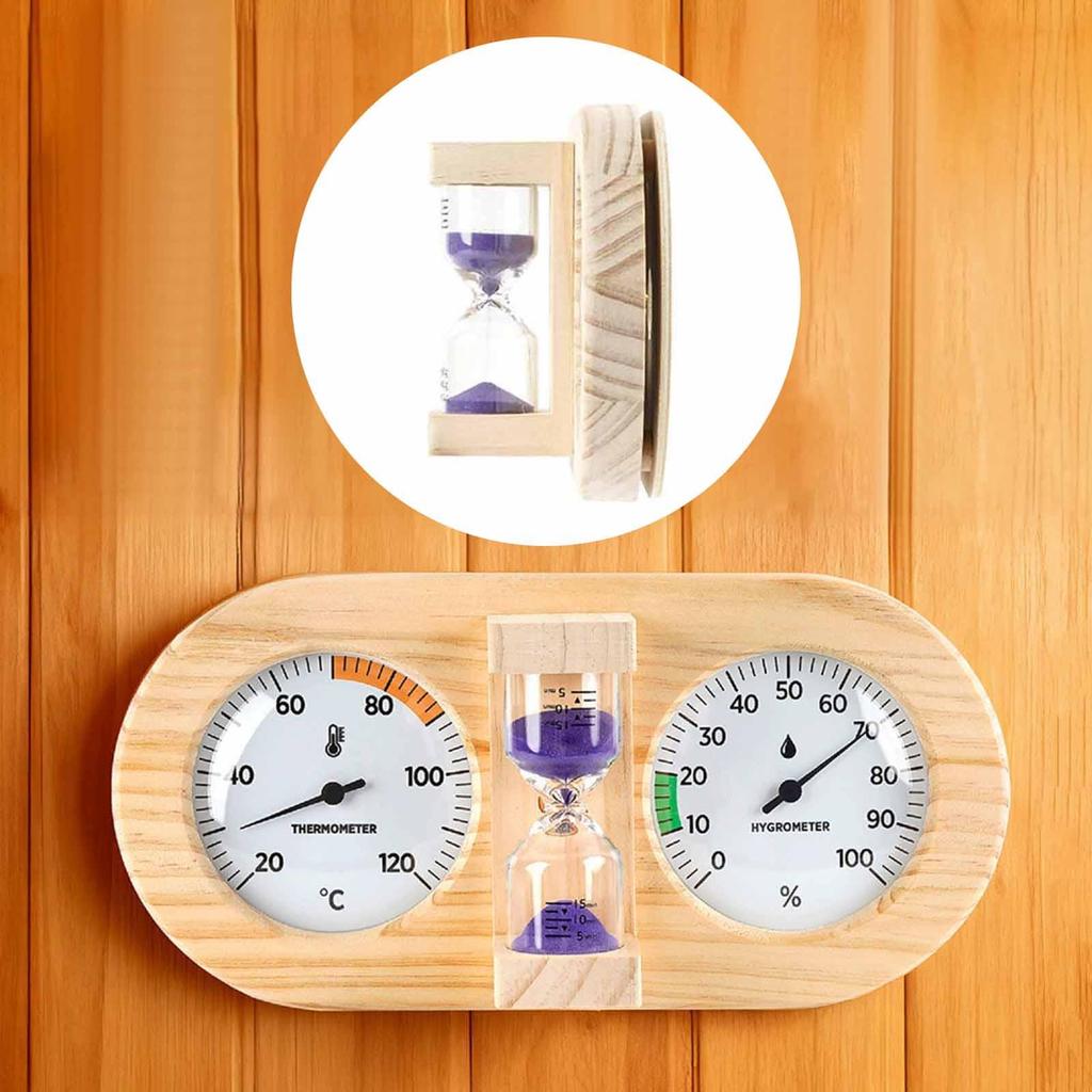 Sauna Thermometer Hygrometer and Timer Temperature Humidity Gauge Equipment Household Easy Read 3 in 1 for Home Hotel Indoor