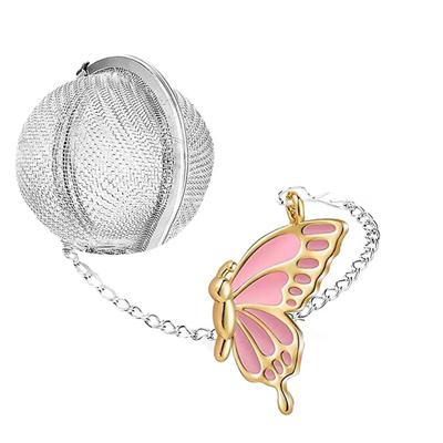 Tea Infuser Leak-proof Fine Mesh Heat-resistant with Extended Chain Stainless Steel Loose Leaf Tea Ball with Butterfly Charm Kitchen Supplies