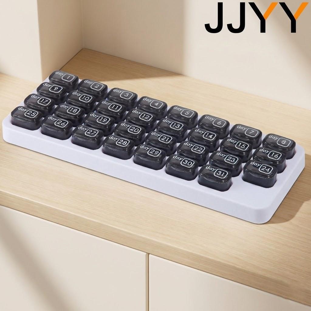 

1Set 31Pcs Keyboard Design Pill Box Multi Compartment Medicine Organizer for Daily Travel Vitamin Storage сірий колір