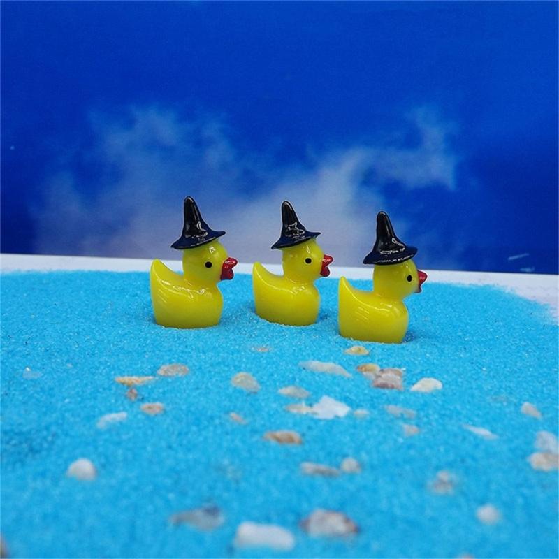 50Pcs Resins Duck Minaiture Statue With Witch Hat Halloween Gift For Moss Terrariums Display Garden Landscape Ornaments