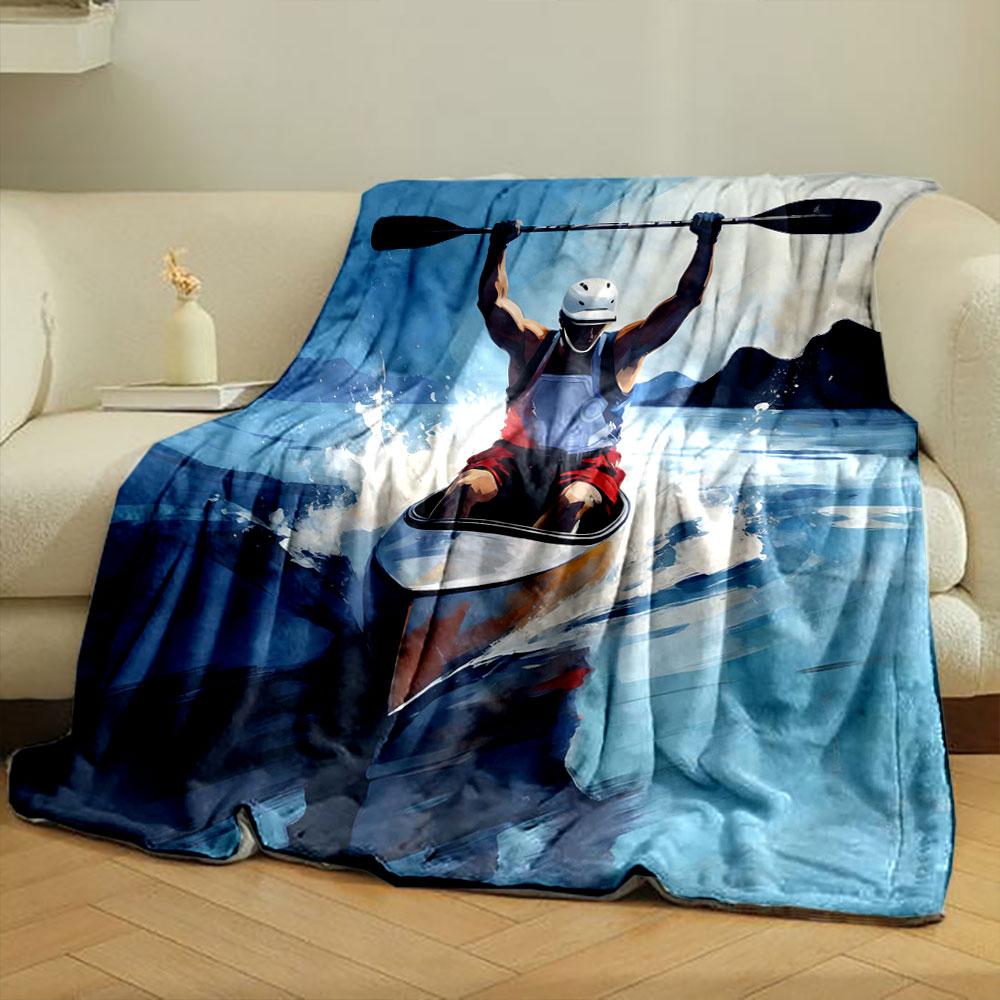 

1PC Watercolor Style with Kayaking Theme Printing Adult Children Warm Blankets Home Travel Car Soft Comfortable Luxury Gifts 75x90cm