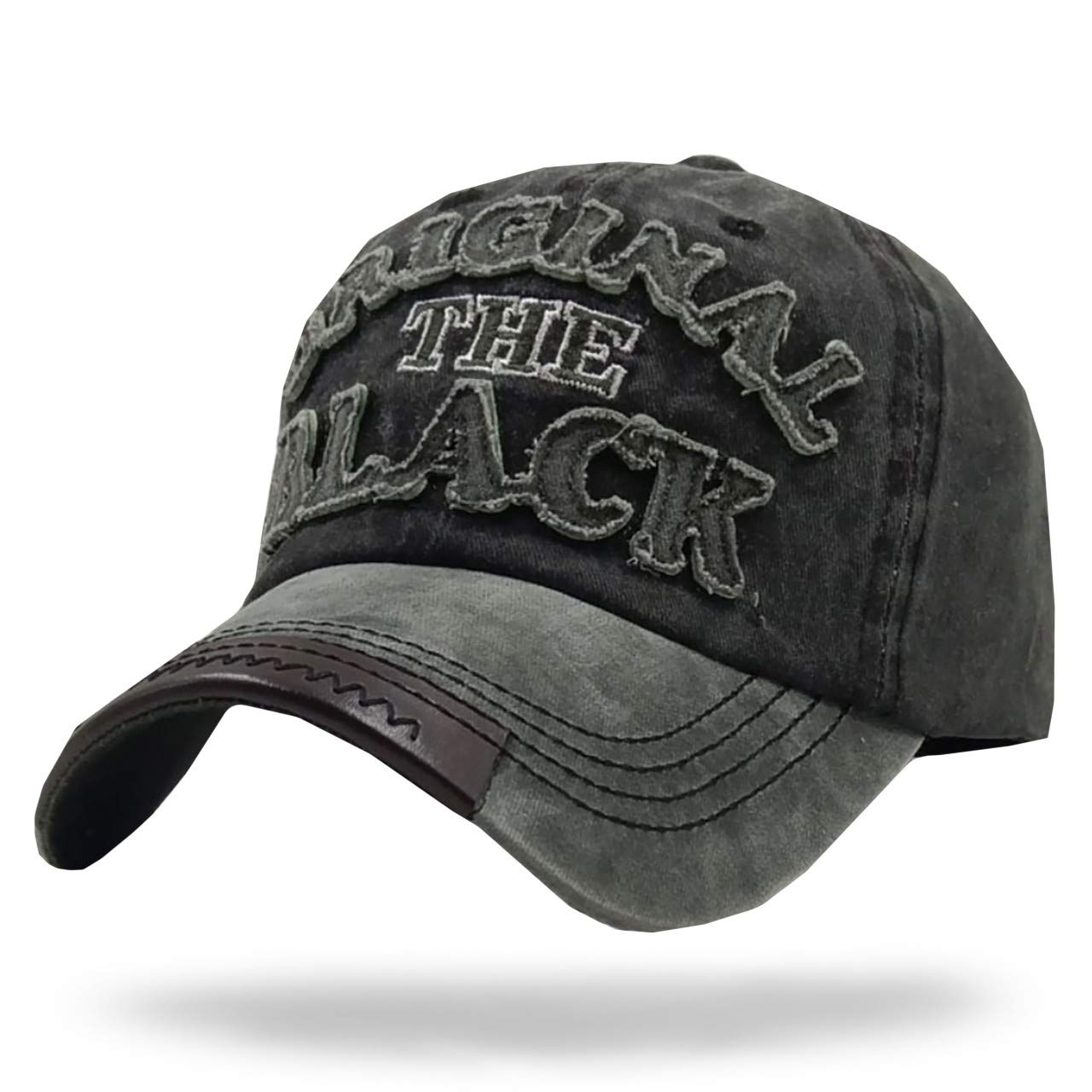 

WHITE FANG Hat Vintage Distressed Cap Logo Cool Stylish Leather CA213 Men s (01 Black)