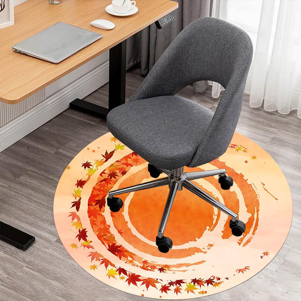 1pc Autumn Leaves Round Chair mat Area Rug - Non-Slip, Floor Mat for Office, Bedroom, and Indoor Decor c1125190