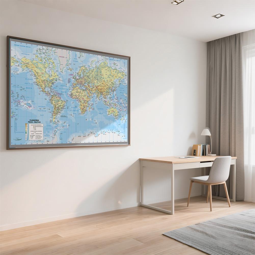 Spanish Map Background-World Map-City Map Wall Decor for Classroom,Office,Travel,Gift for Geography Enthusiasts,Graduation