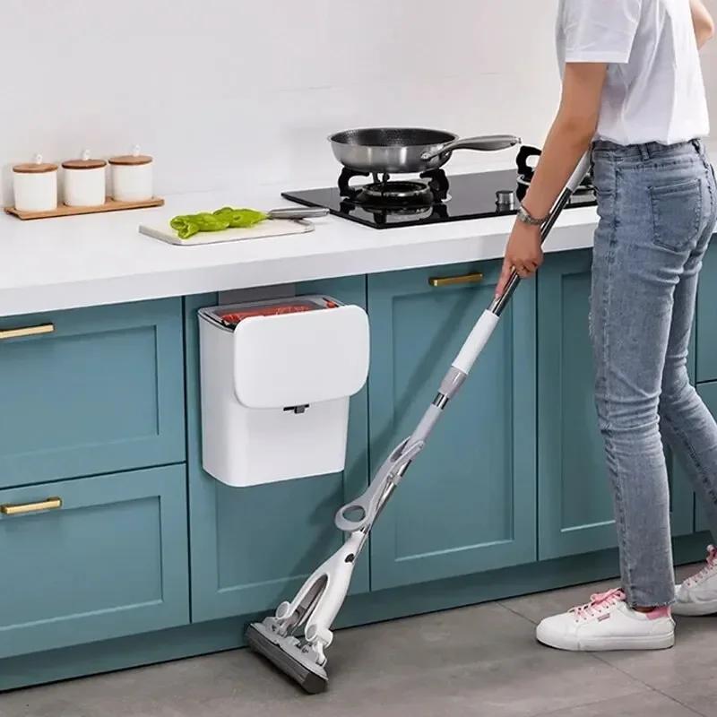 Non Perforated Sliding Cover Large Capacity Kitchen Waste Storage Bin, Household Kitchen Bathroom Wall Mounted Garbage Bin