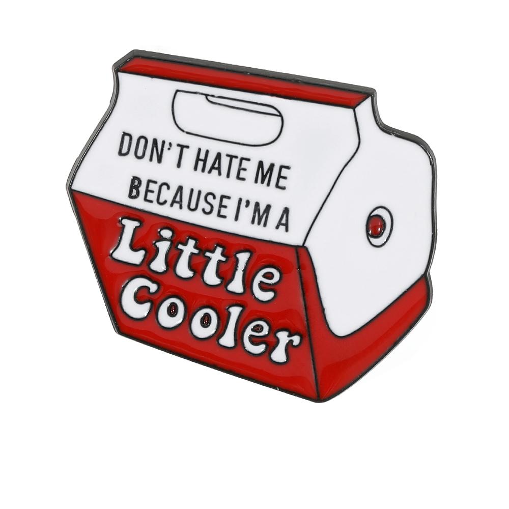 Don t Hate Me Because I m A Little Cooler Enamel Pins Cute Packing Box Shaped Letter Brooches With Free Shipping