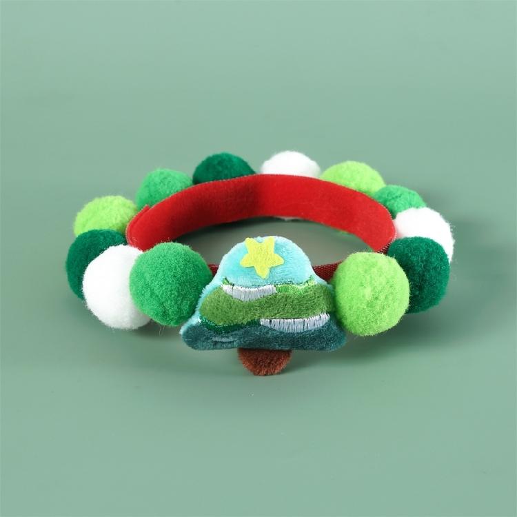 Set of 3 Soft Plush Cats Collars with Furry Pompoms for Cats Dogs Christmas Theme Party Cats Neckwear Festival Pet Collars