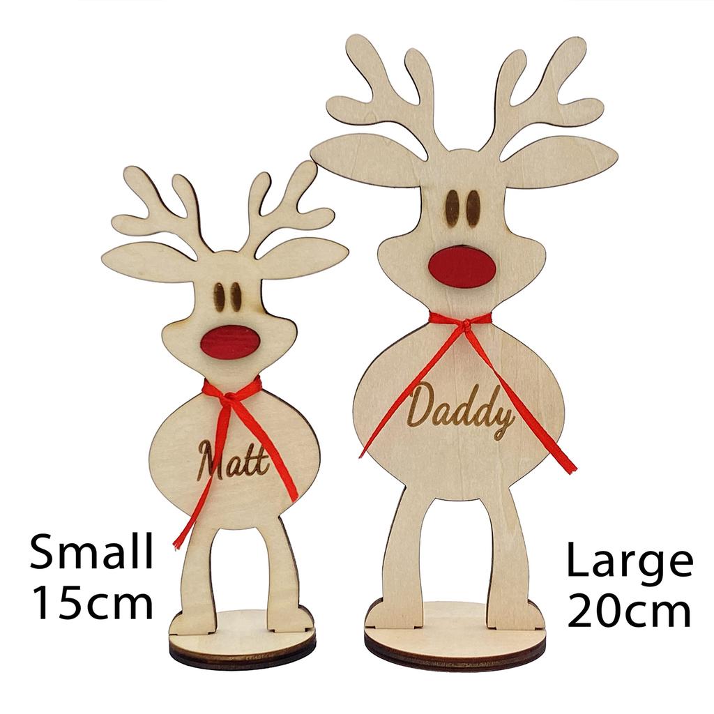 Reindeer Freestanding Place Card Wooden Xmas Dinner Table Name Card Holder for Holiday Party Decoration