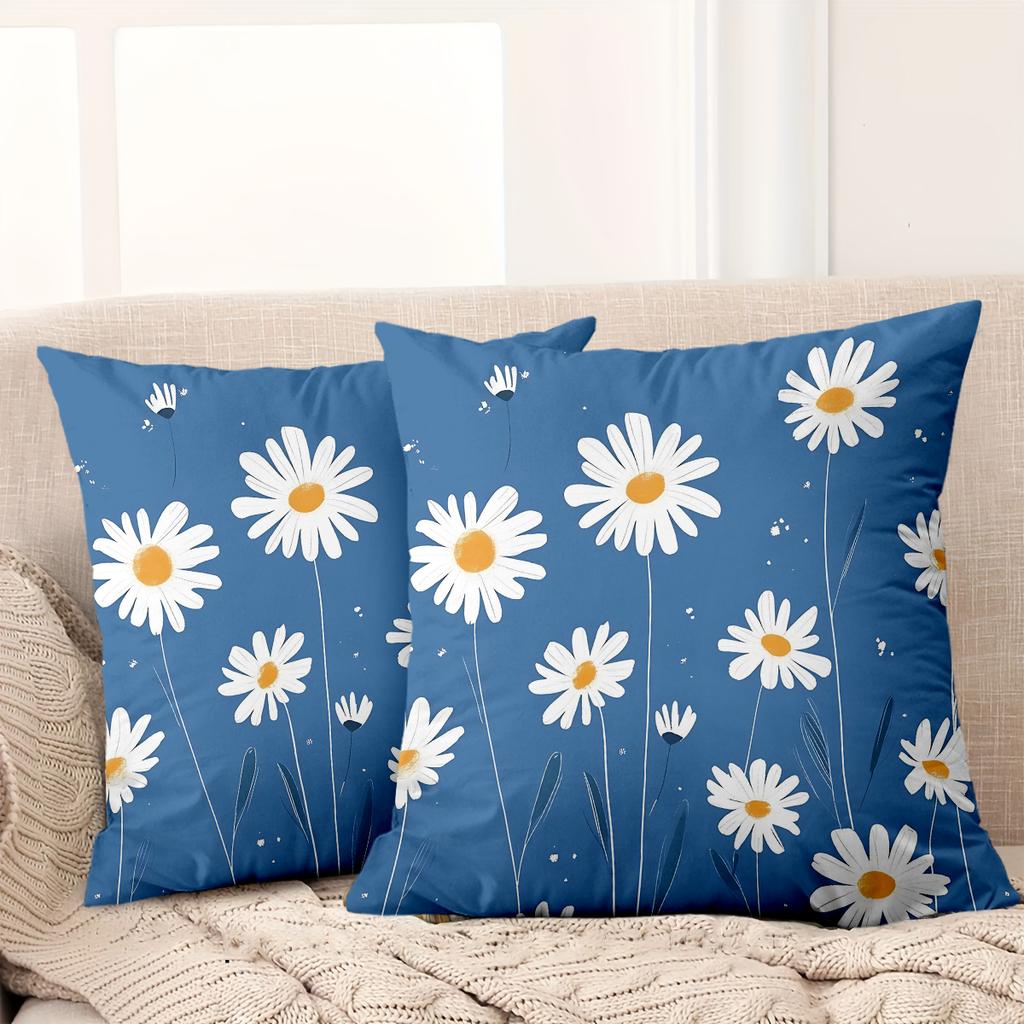 1 Pieces Bohemian Daisy Print Square Throw Pillow Cases Pattern Cushion Cover Suitable For Sofa Bedroom Car Pillow Cover