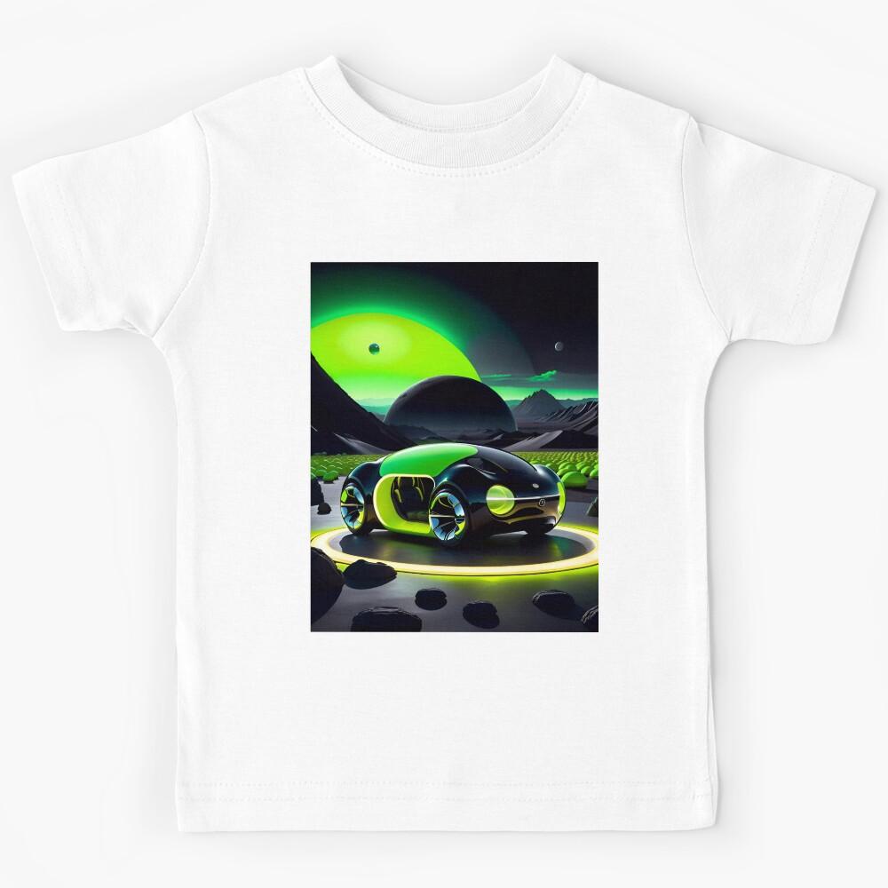 Cool Futuristic Electric Sports Car On A Alien Planet Kids T-Shirt 160