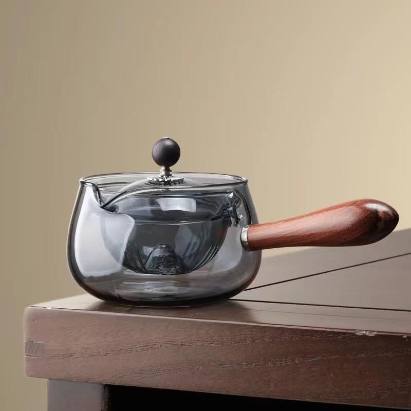 High Borosilicate Transparent Glass Xiaoyao Teapot Rotary Teapot Ink Color Home Living Room with Guest Side Teapot