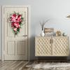 Wall Decoration Christmas Wreath Xmas Front Door Wall Decor Candy Cane Christmas Wreath Bow Garland for Christmas Decoration