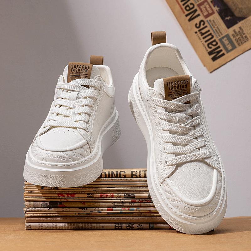 New Autumn Casual Board Shoes British Style Thick-soled Leather Shoes Flat-soled Heightening Little White Sports Shoes