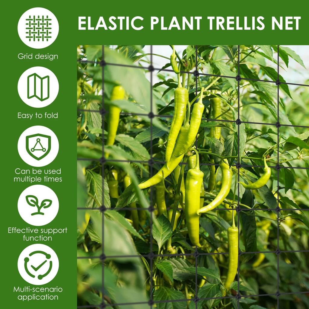 2 Stück Pflanzenzelt Rankgitter Netz Elastisches Rankgitter mit Haken Garten Vegetation Pflanzenkletterhilfe Blumen