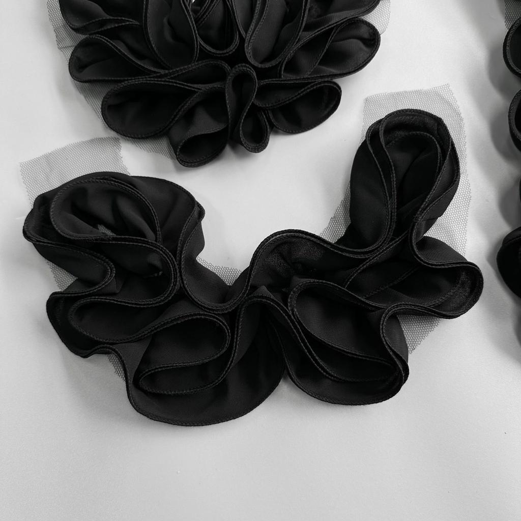 Black Pleated Flower Lace Decoration Front Collar Collar Flower Corsage Accessories Clothing Swimsuit Dress Cloth Sticker Accessories