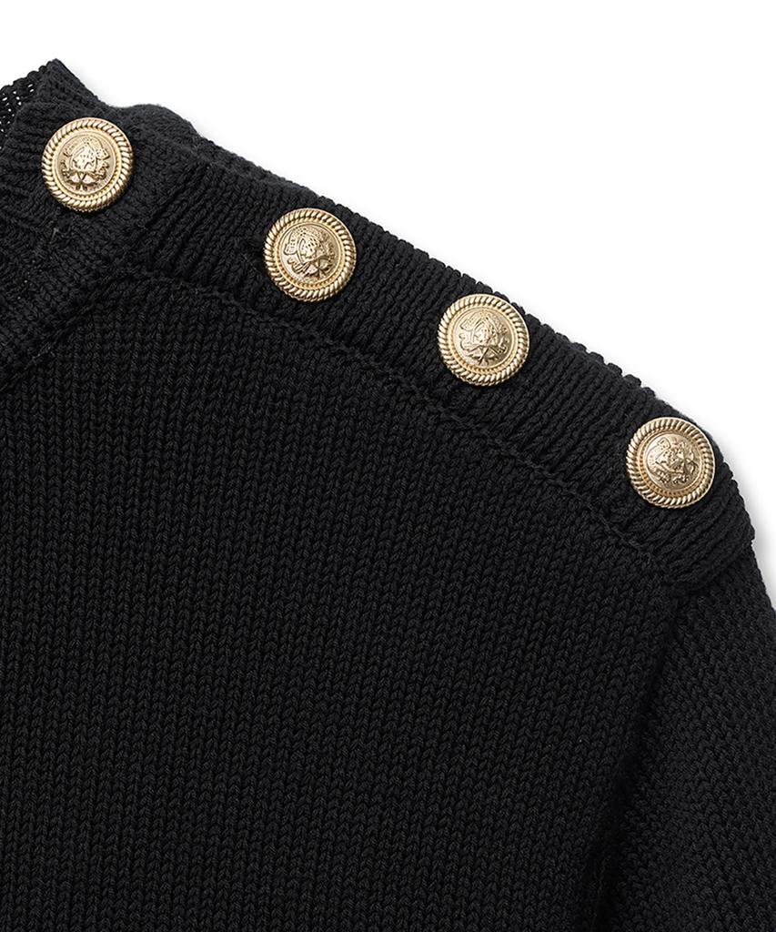 NOIRER FOR WOMAN Lux Cotton Classic Button-Up Sweater (Black)