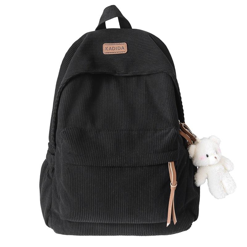 Schoolbag New Autumn and Winter Corduroy Backpack Fashion New Korean Backpack Male and Female Student Bag Lightweight Versatile Bag